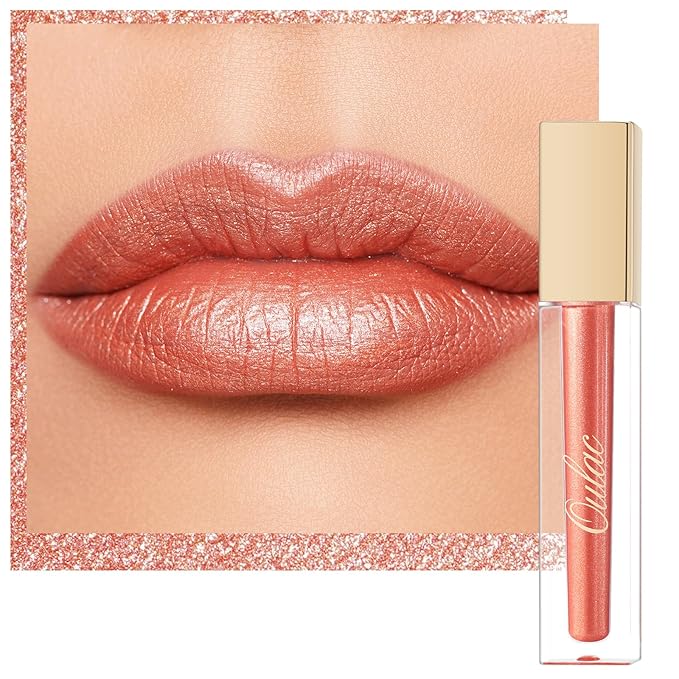 Oulac Orange Lipstick for Women - Metallic Lip Glos, Long Lasting Lipstcik Liquid, Waterproof, High Impact Lip Color, Oil-Based Formula, Vegan & Cruelty-Free, MD03