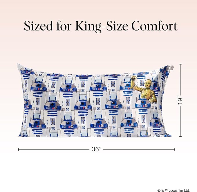 Kitsch x Star Wars R2-D2 & C-3PO Satin Pillowcase, Size 19x36