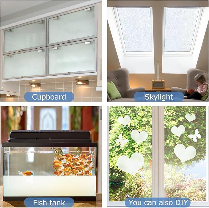 HIDBEA Frosted Window Privacy Film, Non Adhesive, 17.3 x 98.4 Inch