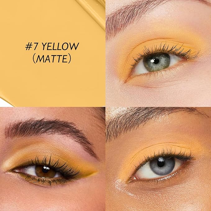 Wugbc Eyeshadow Stick Matte Eye Shadow Pencil Cream to Powder Eye Brightener Crayon Long-Lasting Crease-Proof Neutral Eyeshadow Buildable Blendable High Pigmented Eye Liner Makeup for Women, 7 YELLOW