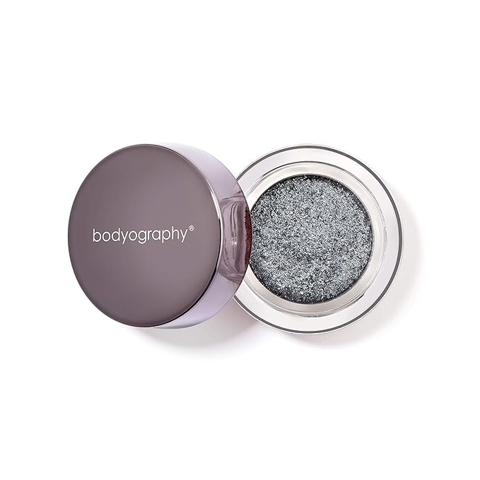 Bodyography Glitter Pigment Eye Shadow | Long Wear Shimmer Eyeshadow | Vegan, Talc & Paraben Free | Cream Powder Formula | Soiree (Gun Metal Gray) 1.5 g