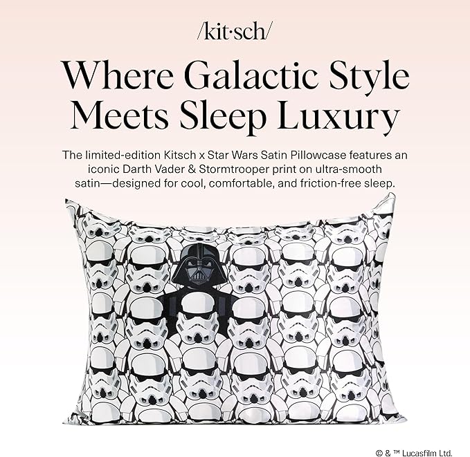 Kitsch x Star Wars Darth Vader Stormtroopers Satin Pillowcase, Size 19x26