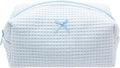 PAZIMIIK Cozy Makeup Bag for Women,Zipper Cosmetic Pouch,Waffle Blue