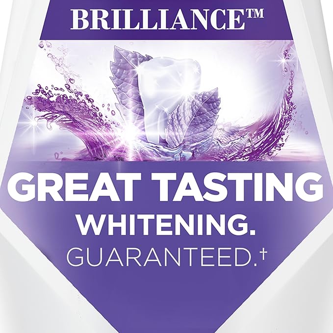 Crest 3D White Mouthwash, Teeth Whitening for Adults, 1L, 2 Pack, Alcohol Free Mouth Rinse, Breath Freshener, Antibacterial, Antiseptic, Bad Breath Treatment, Peroxide Free, Clean Mint