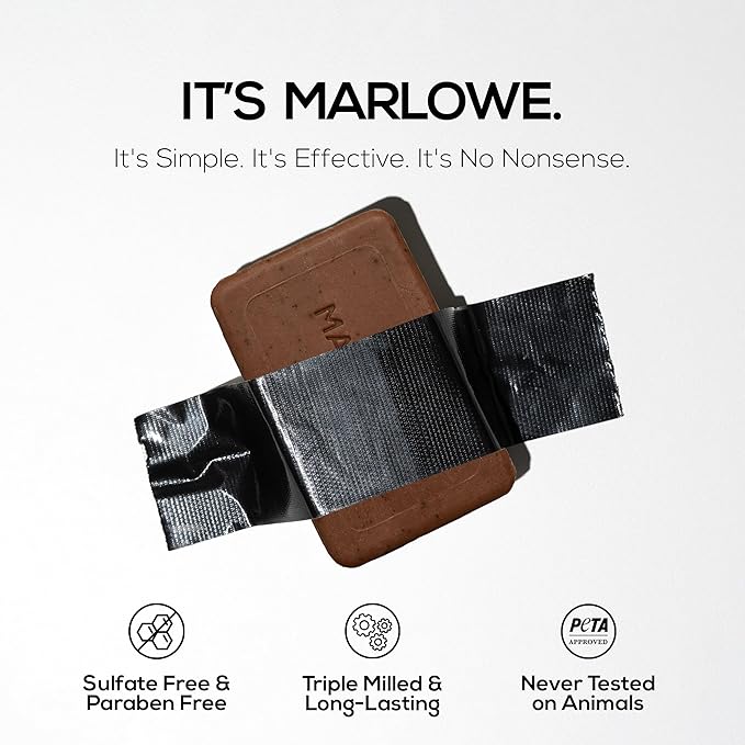 MARLOWE. Coffee Bar Soap, Exfoliating Body Scrub for Men, 7 oz (3 Bars)