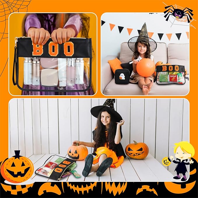 BuyCard 2 Pcs Halloween Gifts Bags with Boo Makeup Chenille Letter Bag