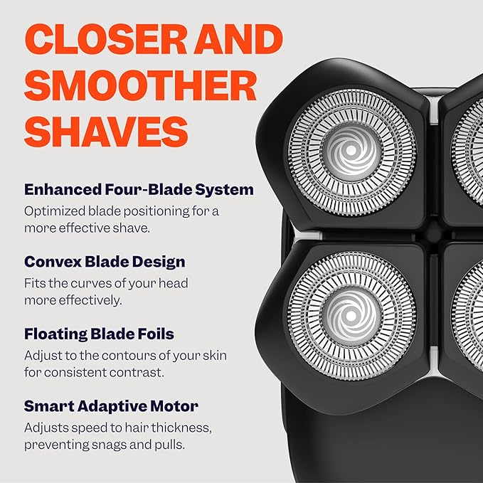 Freebird Electric Head & Body Hair Shaver - Mens Cordless Waterproof Razor with Rotary Blades (FlexSeries Pro, Shaver Kit)