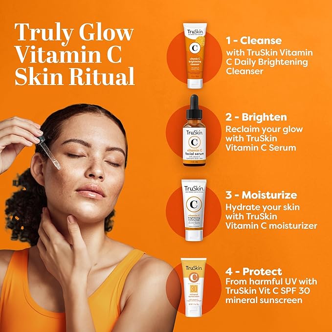 TruSkin Brightening Vitamin C Serum for Face with Hyaluronic Acid, 1 fl oz
