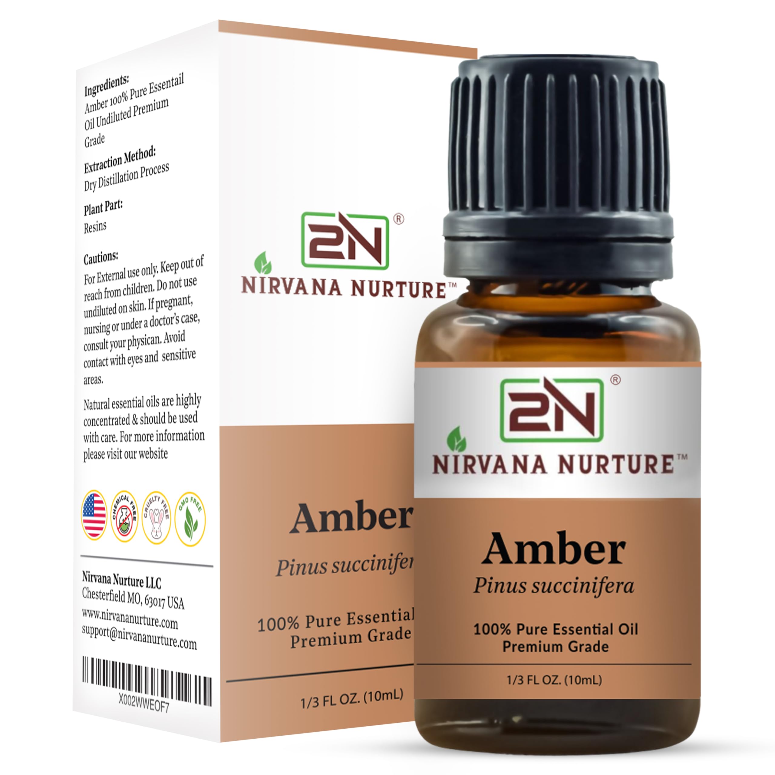 Nirvana Nurture Amber Essential Oil,100% Pure Undiluted, Aromatherapy Oil for Diffuser, Hair & Skin Care
