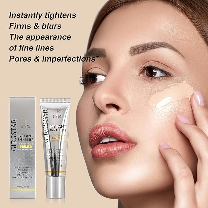 Girgstar Instant Face Blurring & Firming Primer for Face Before Makeup - Perfection Tightener Visibly Smooths the Look of Fine Lines, Wrinkles & Pores - Grips Makeup for Long Wear & Shine Control