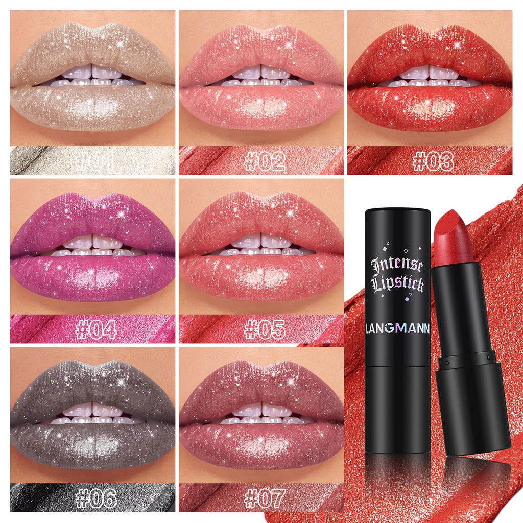 Jolilab Sparkling Lip Gloss Long Lasting Waterproof Moisturizer Lip Balm Glitter Shimmer Metallic Lipstick, Diamond Shiny Lipstick for Women Girls, Non-sticky