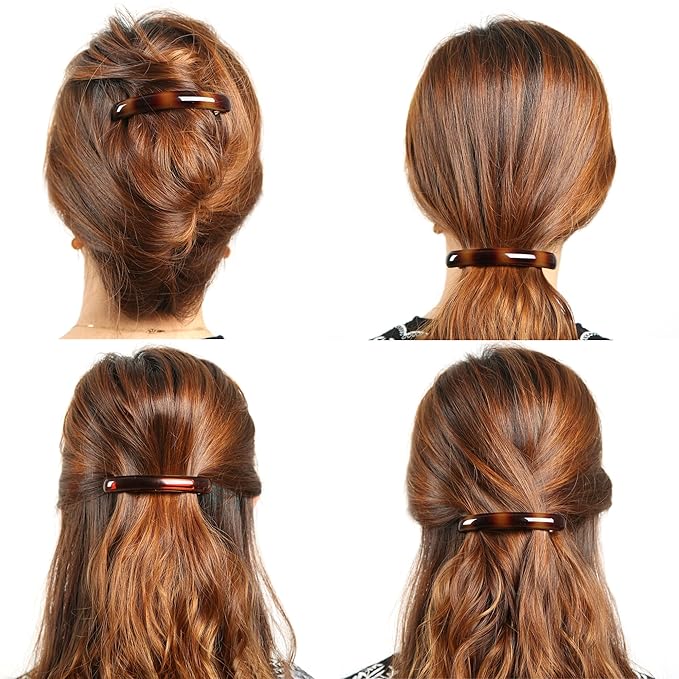Aurora Pin Stylish Tortoise Shell Hair Clip - Autoclasp Barrettes For Styling in an Updo, Bun, Ponytail - Strong Korea Made Accessory for Thick, Medium Volume Hair - Set of 3 Pieces, 3 Colors
