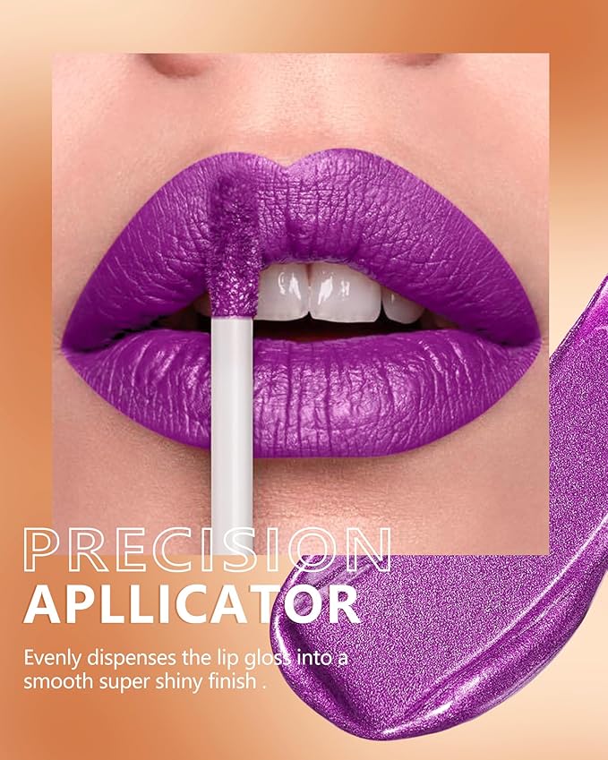 MAKI YIKA Purple Lipstick Liquid for Women Metallic Lipsticks Long Lasting