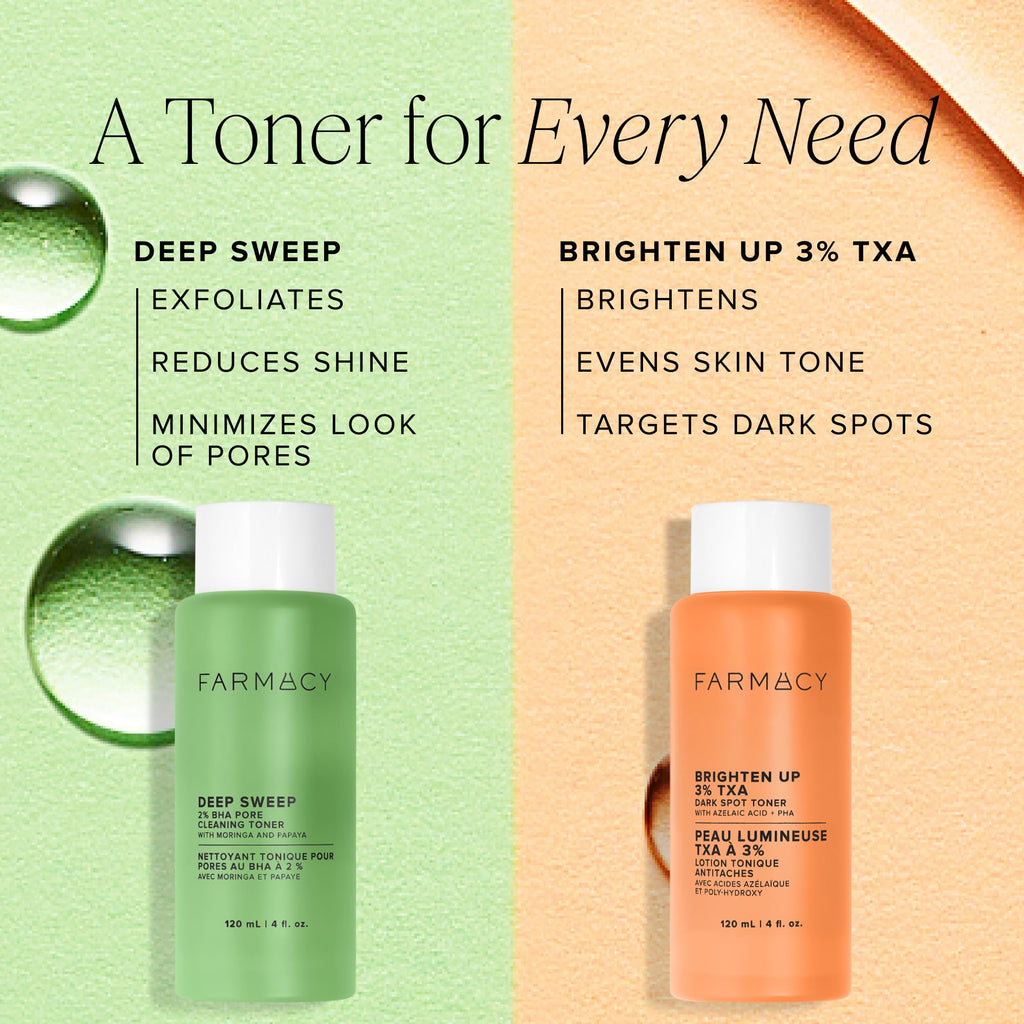 Farmacy 2% Salicylic Acid Toner for Face - Deep Sweep BHA Liquid Exfoliant + Pore Cleaner - Controls Oil, Gently Exfoliates + Refines Pores - Skin Care for Combo, Oily + Blemish-Prone Skin - (50ml).