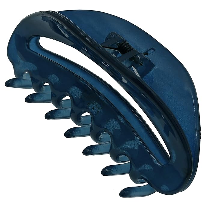 Camila Paris CP3125 French Hair Clips for Women, 3.5" Blue, Large Claw Clip Strong Hold All Day, No Damage No Slip Claw Clips for Thick Curly Wavy Fine Straight Hair, Jaw Clip Made in France