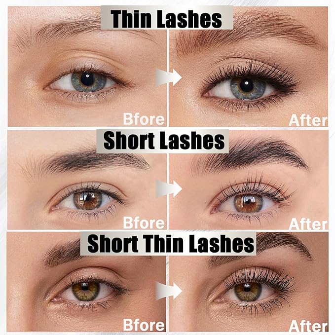 Iron Wand Mascara, Metal Wand Mascara, 3D Curling Metal MascaraWand, Clump-Free, Waterproof & Smudge-Proof Formula For Naturally Long, Thick Lashes (2PCS)