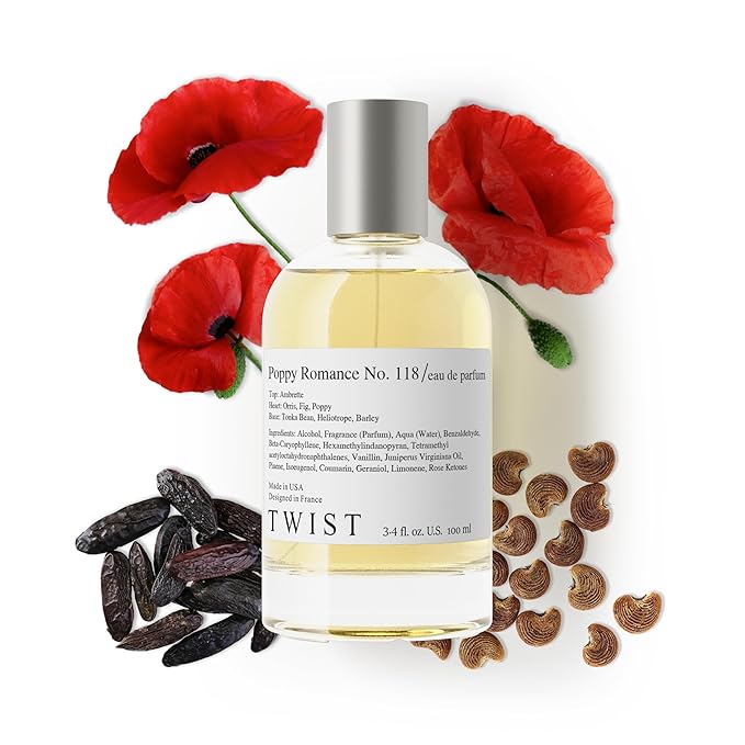 Twist Poppy Romance No. 118 - Inspired by J. Malone's Scarlet Pop. Intense, Long-Lasting Perfume for Women and Men, Tonka & Poppy, Clean Ingredients, Unisex Fragrance – 100 ml | 3.4 fl. oz.