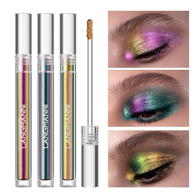 Jolilab 3Pcs Liquid Chameleon Eyeshadow Set, Holographic Multichrome Makeup