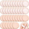SiliFine 40 Pcs Cotton Powder Puffs Bulk Washable, 2.36 Inch Round Makeup Dusting Puff with Ribbon for Loose and Pressed Powder Face Body Cosmetic, Beige