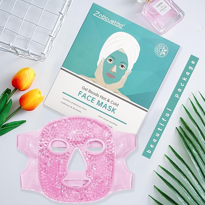 ZNÖCUETÖD Face Ice Mask Facial Ice Packs Gel Hot Cold Compress for Women