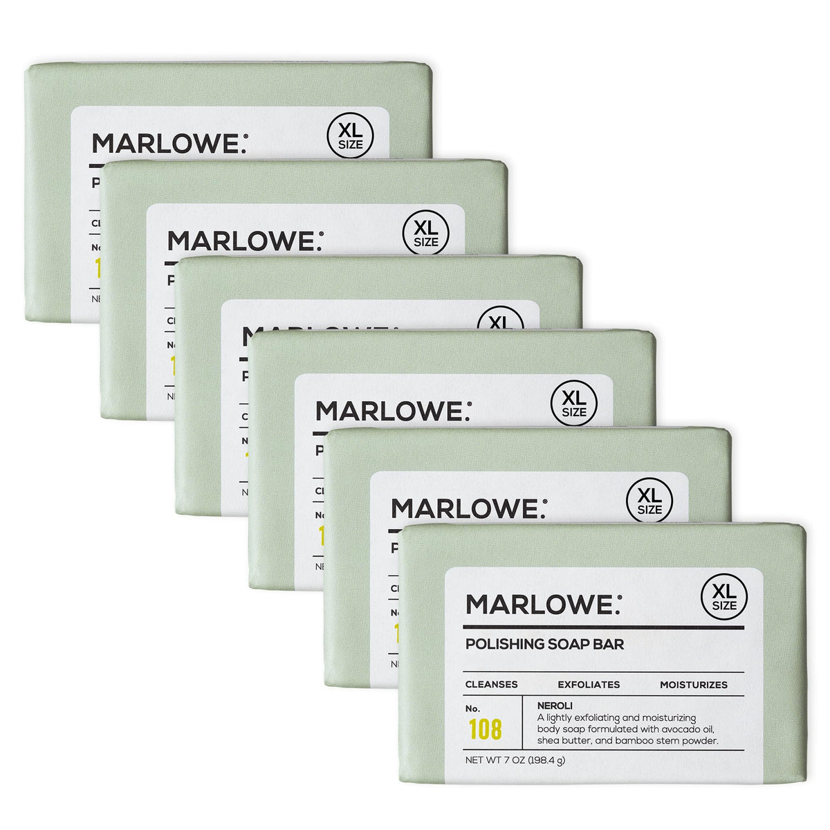 MARLOWE. Lightly Exfoliating Cleansing Soap Bar, Neroli 7 oz (3 Bars)