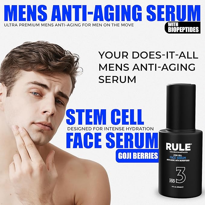 RULE COSMECEUTICALS - No.3 - Facial Serum with Biopeptides & Apple Stem Cells, Face Serums for Anti Aging, Peptide Serum as Skin Toner and Dark Spot Remover for Face, 30 mL