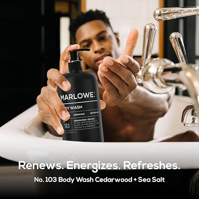 MARLOWE. Men's Body Wash, Refreshing Shower Gel, Cedarwood, 15 oz Pump