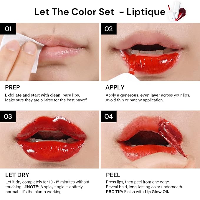 Oiad Liptique Lip Plumping Stain Peel Off - 24 Hour Long Lasting Lip Tattoo, Waterproof & Transfer Proof, Nourishing & Hydrating Peel off Korean Lip Tint for Women (007 CORRAL'N)