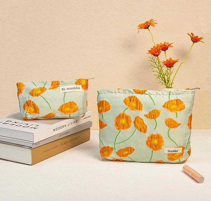 getgto 2 Pcs Makeup Bags, Large Cosmetic Bag Travel Toiletry Bag