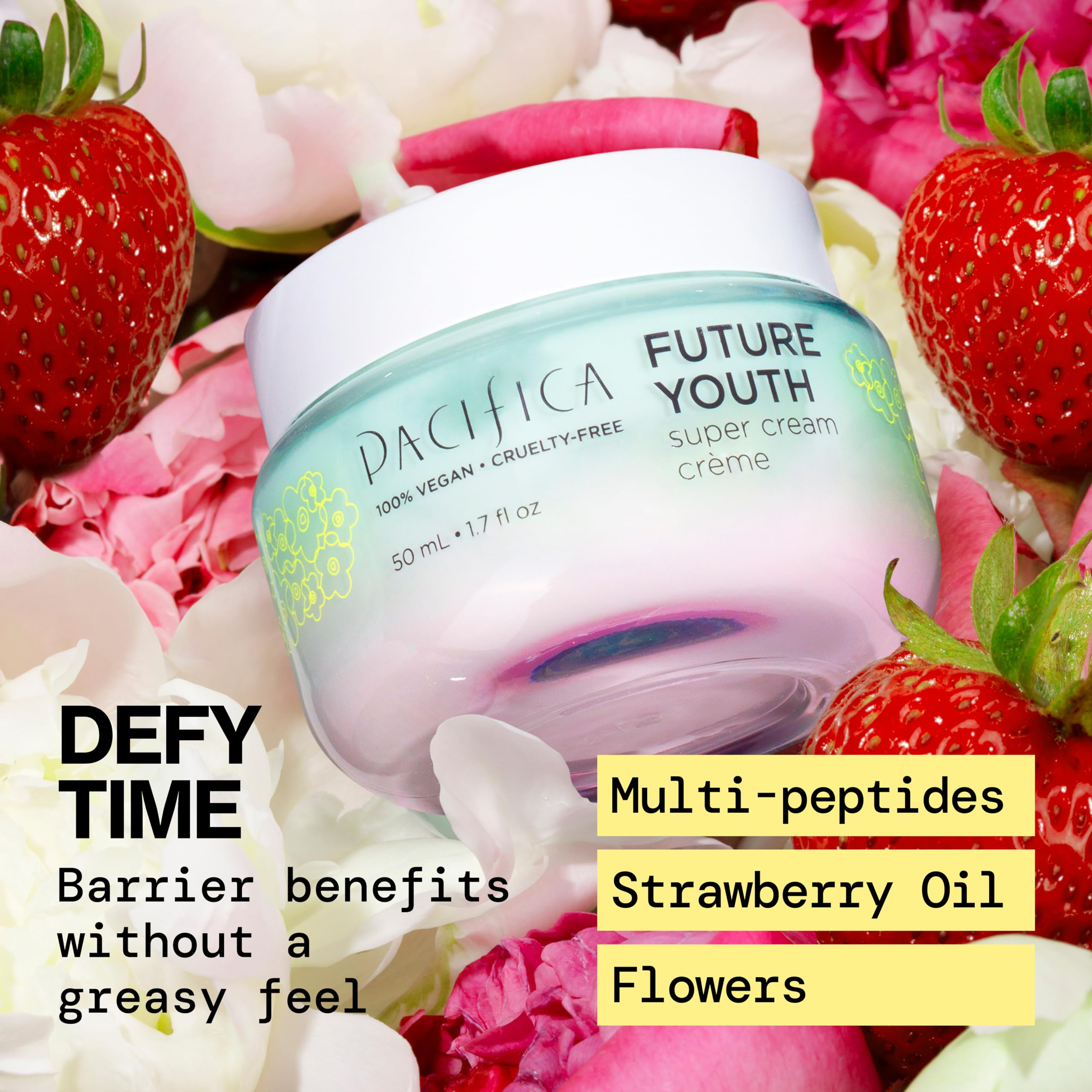Pacifica Future Youth Super Cream – Daily Anti-Aging Moisturizer for All Skin Types, Lightweight Hydration with Advanced Peptides & Antioxidants, Improves Firmness & Elasticity, Vegan & Clean Beauty