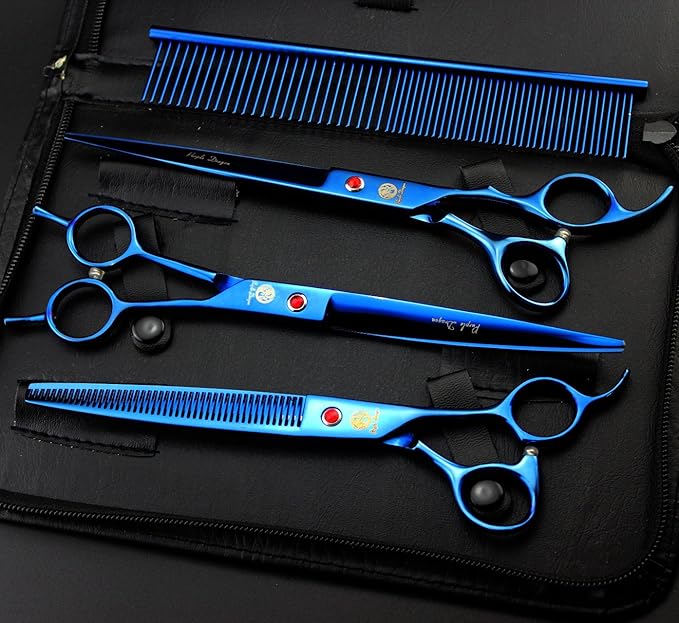 Purple Dragon 8 inch 3 in 1 Professional Pet Grooming Thinning(Blue)