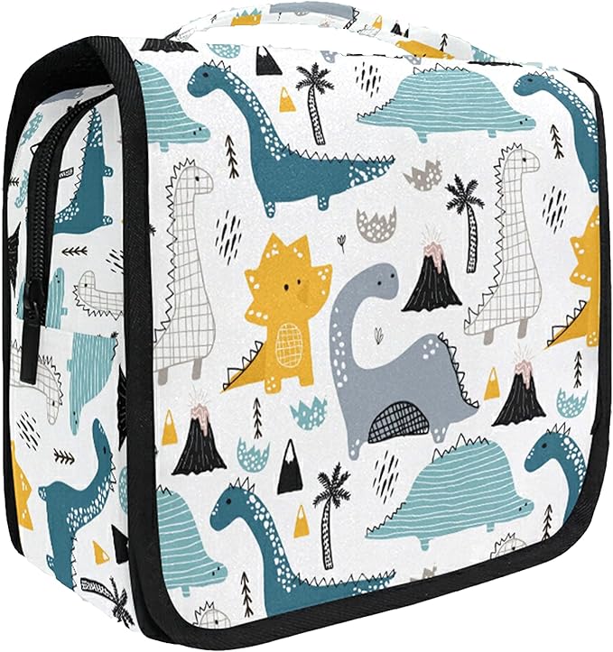 senya Hanging Travel Toiletry Bag Kit Makeup Case Cosmetics Organizer for Men Women (Kids Cartoon Dinosaurs)