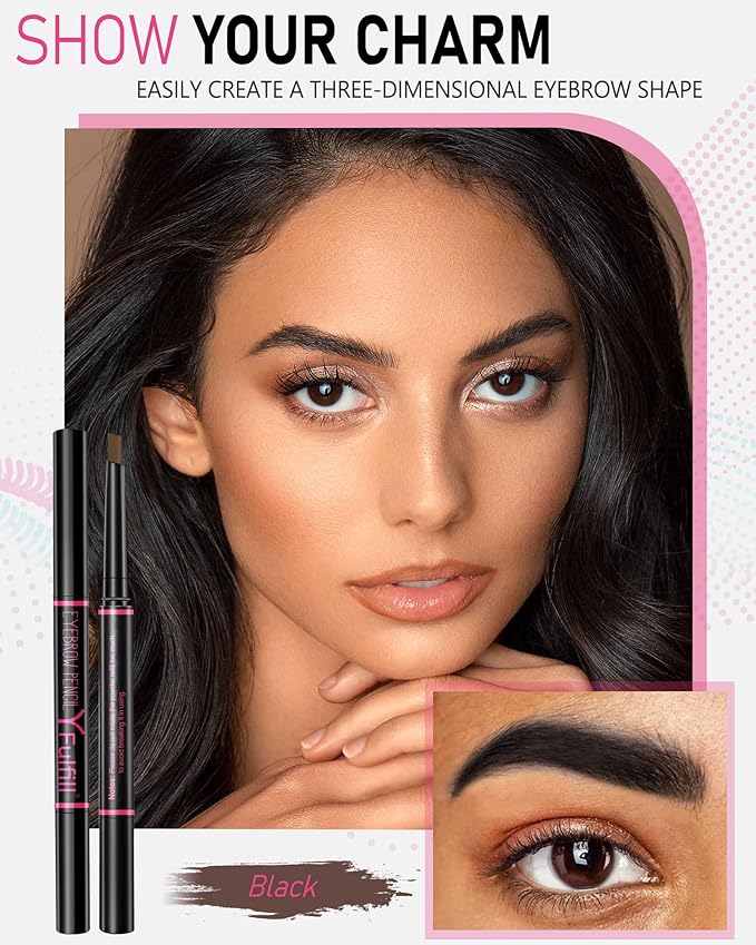 Yfulfill Black Eyebrow Pencils for Black Hair, Fuller Defined Brows