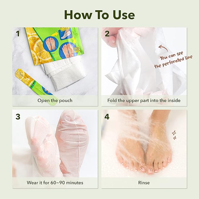 Purederm Foot Peeling Mask for Dry Cracked Feet, Exfoliating Treatment for Dead Skin & Calluses for Baby Soft Feet, 6 Pairs