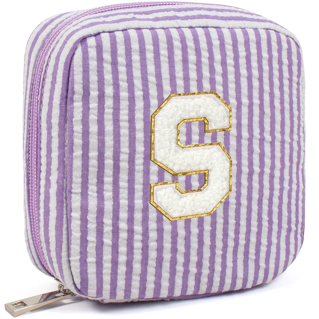 LETGO Preppy Stuff Tween Girls Gifts 2 Pieces Monogram Makeup Pouch Makeup Organizer Bag Beauty Bag Personalized Friend Sister Wife Wedding Bride Birthday Gifts for Women Her Preppy