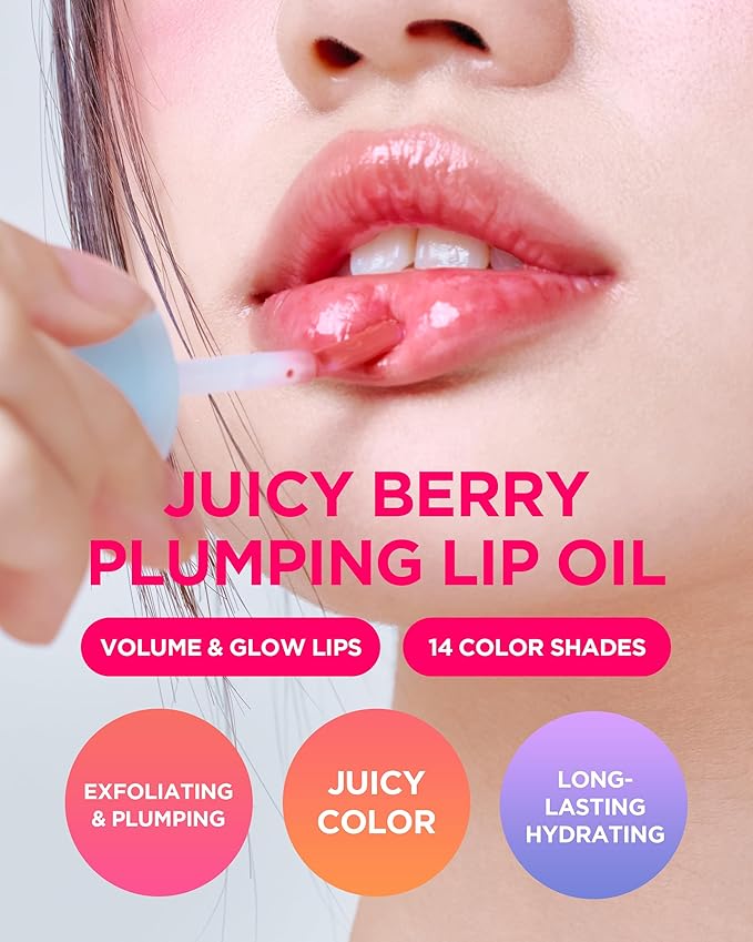 TOCOBO Juicy Berry Plumping Lip Oil 07 Plum Jam (Cool Plum Mauve) – Volufiline™ Vegan Tinted Gloss for Cool Tones | Sapphire Shine, Silicone Tip, Non-Sticky, 0.12 fl.oz
