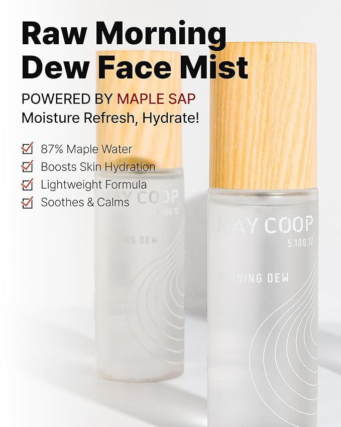 MAY COOP Raw Morning Dew Face Mist | Korean Hydrating Mist with Maple Water & Hyaluronic Acid, Lightweight Facial Spray for Refreshing Daily Care, Suitable for Sensitive Skin, 2.71 fl oz