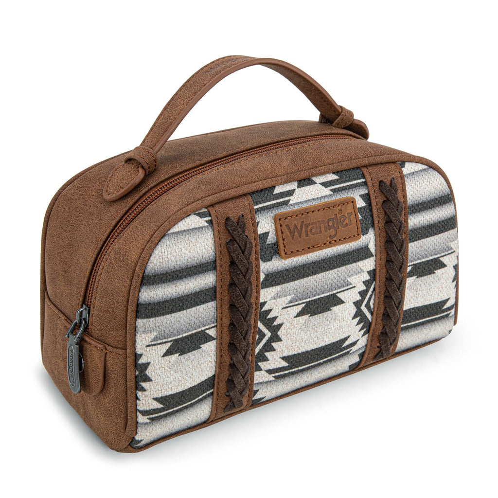 Montana West Wrangler Makeup Bag Travel Cosmetic Bag Small Western Make Up Pouch Portable Toiletry Bag for Women Organizer for Toiletries Accessories, Travel Essentials,Aztec,WG-MB-2203-190-BK