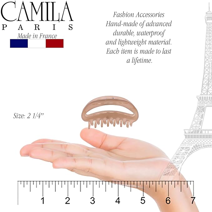 Camila Paris CP3078 French Hair Clip for Women, Small Beige, Girls Hair Claw Clips Jaw Fashion Durable Styling Hair Accessories for Women, Strong Hold No Slip Grip, Made in France