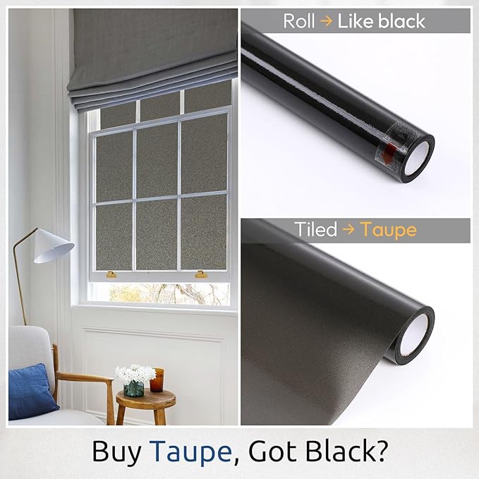 rabbitgoo Static Cling Privacy Film for Glass Windows, Taupe 23.6" x 78.7"