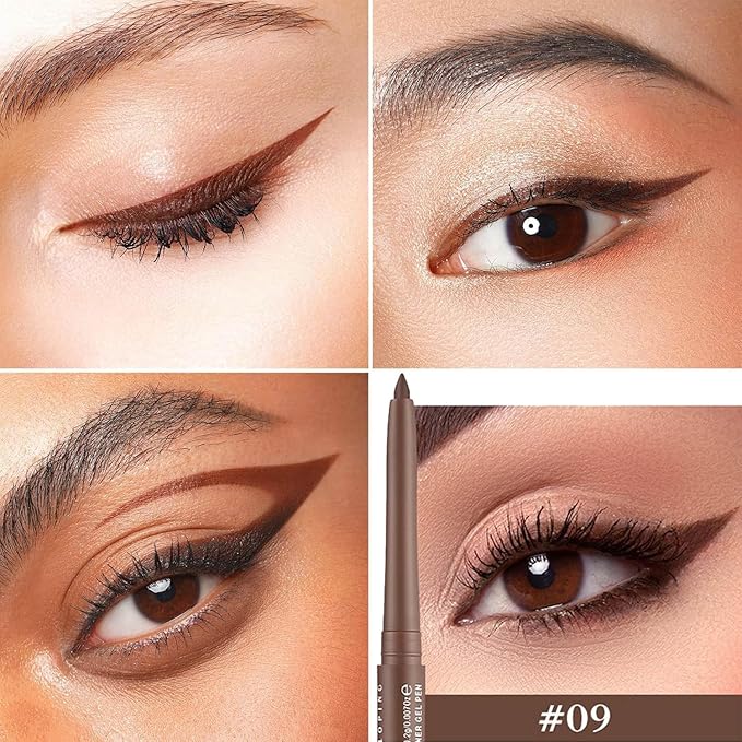 Mefyhtune Eyeliner Brown Waterproof Retractable Matte Brown Pencil Eyeliner Smudge-proof Hypoallergenic (09#)