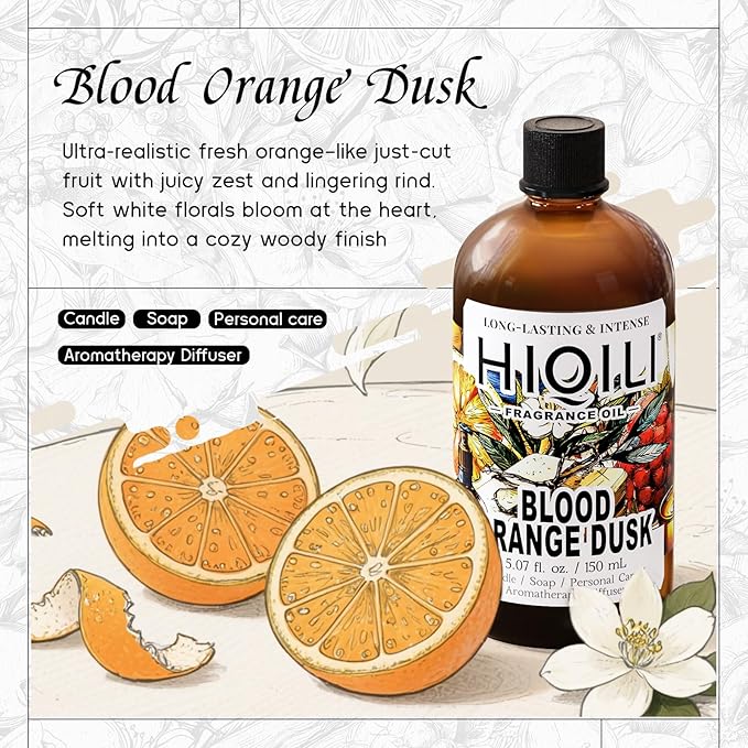 HIQILI Blood Orange Dusk Fragrance Oil for Diffuser, Candle & Soap