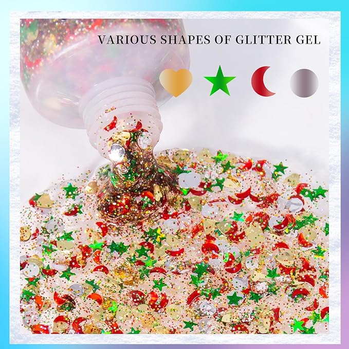 DAGEDA Christmas Body Glitter Gel,Sparkly Face Hair Glitter Makeup