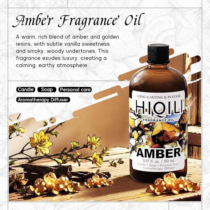 HIQILI Amber Fragrance Oil for Perfume Making - 5.07 Fl Oz / 150 ML