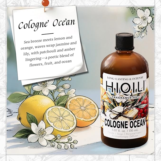 HIQILI Cologne Ocean Fragrance Oil for Diffuser,Bath Bomb&Candle Craft