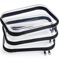 Hoolerry 3 Pcs Clear Hard Zipper Case Hard Plastic Zipper Pouch Makeup Bag Portable Travel Organizer for Cosmetics, Office Supplies, Documents & Toiletries(Black,M)