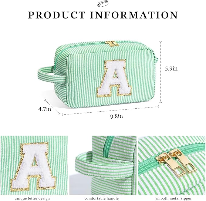 YOOLIFE Personalized Birthday Gift for Women - Monogram Initial Makeup Cosmetic Bag for 20th 30th 40th 50th 60th Birthdays