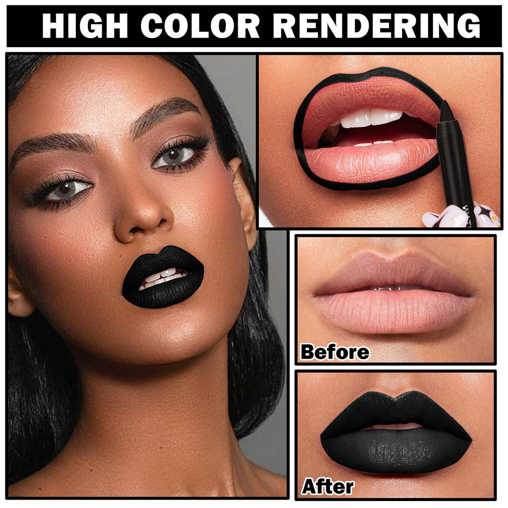 QIUFSSE Black Liquid Lipstick Lip Liner Pencil Set for Halloween Makeup