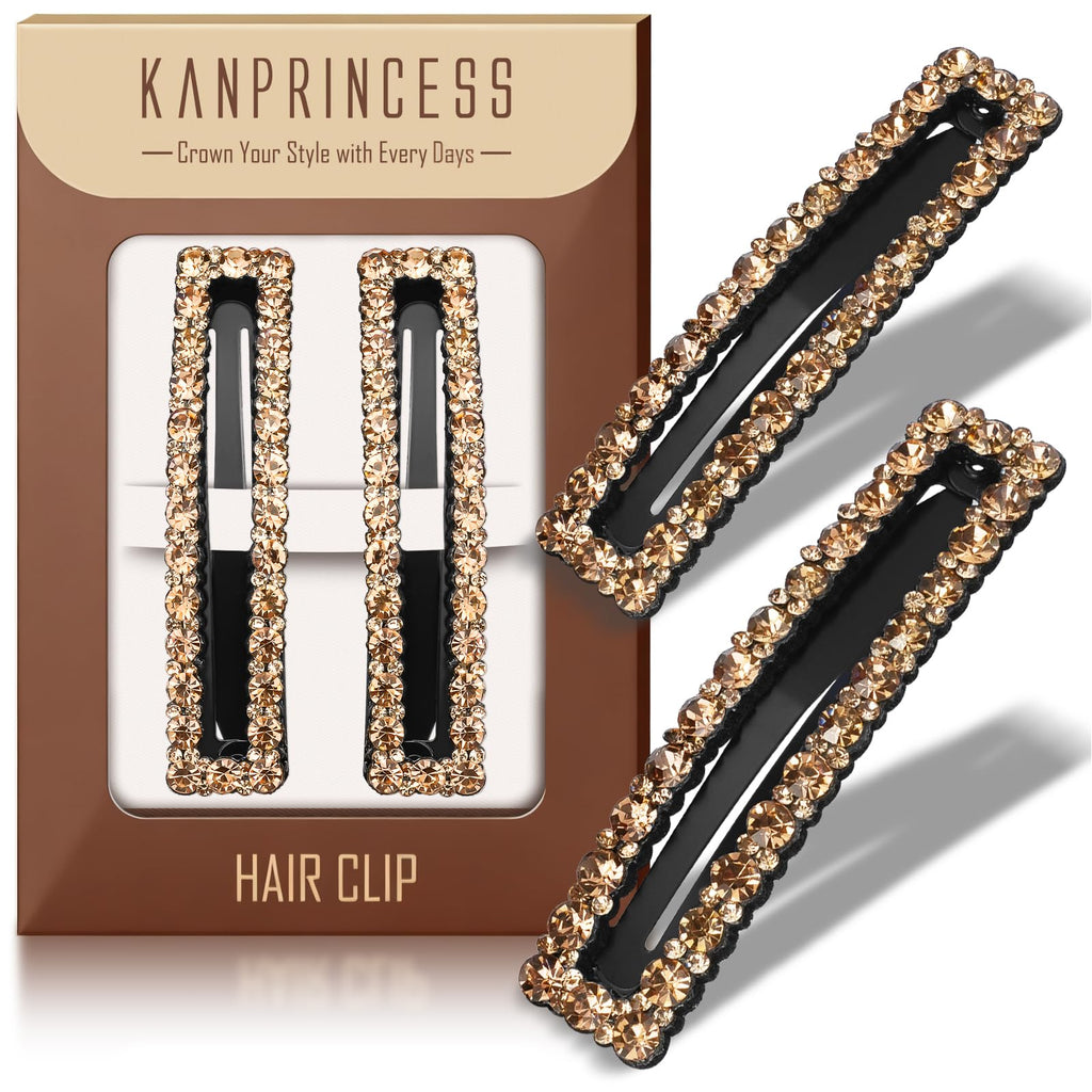 Kanprincess Rhinestone and Crystal Hair Clips 2-Pack, Sparkly Barrettes & Elegant Bling Accessories for Women & Girls(Set4)