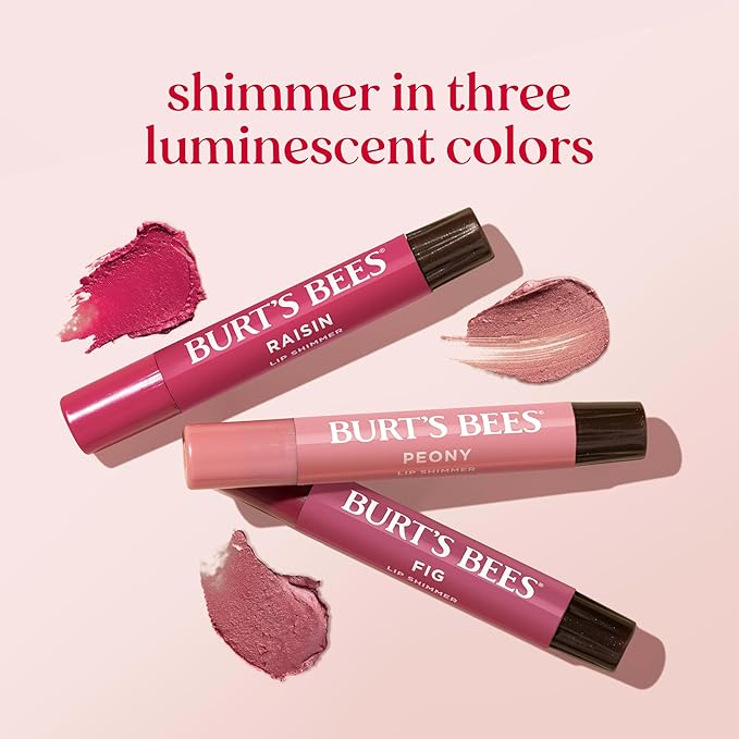 Burt's Bees Lip Shimmer Nude Collection, Tinted Lip Balm Stick, Moisturizing for All Day Hydration with Natural Glowy Pigmented Finish & Buildable Color, 3 Warm Shades, Value Pack, 0.09 oz., Three Tubes